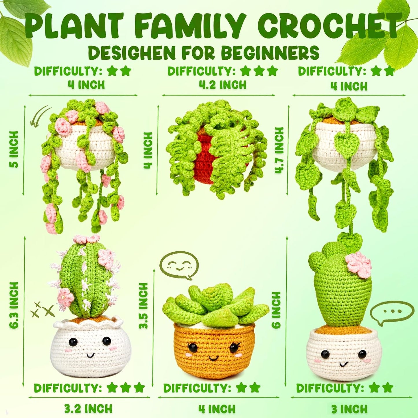 Azalea Marketplace Picks 🌺: Crochet Kit for Beginners, Crochet Starter Kits, 6 Pack Hanging Potted Plants