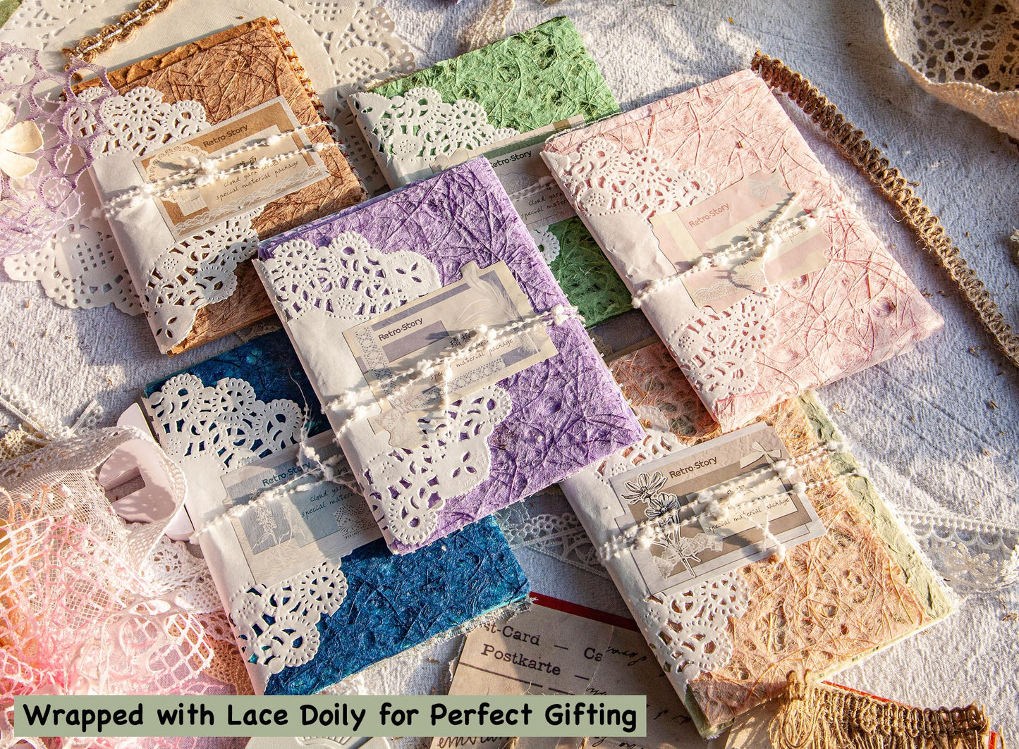Azalea Marketplace Picks 🌺: 96 Sheets Textured Scrapbook Paper and Mesh Fabric Assorted Set - 6 Pack Mixed Special Paper for Scrapbooking Planner Bullet Junk Journal Supplies Mixed Media Collage Card Embellishments 3.9x5.5 Inch