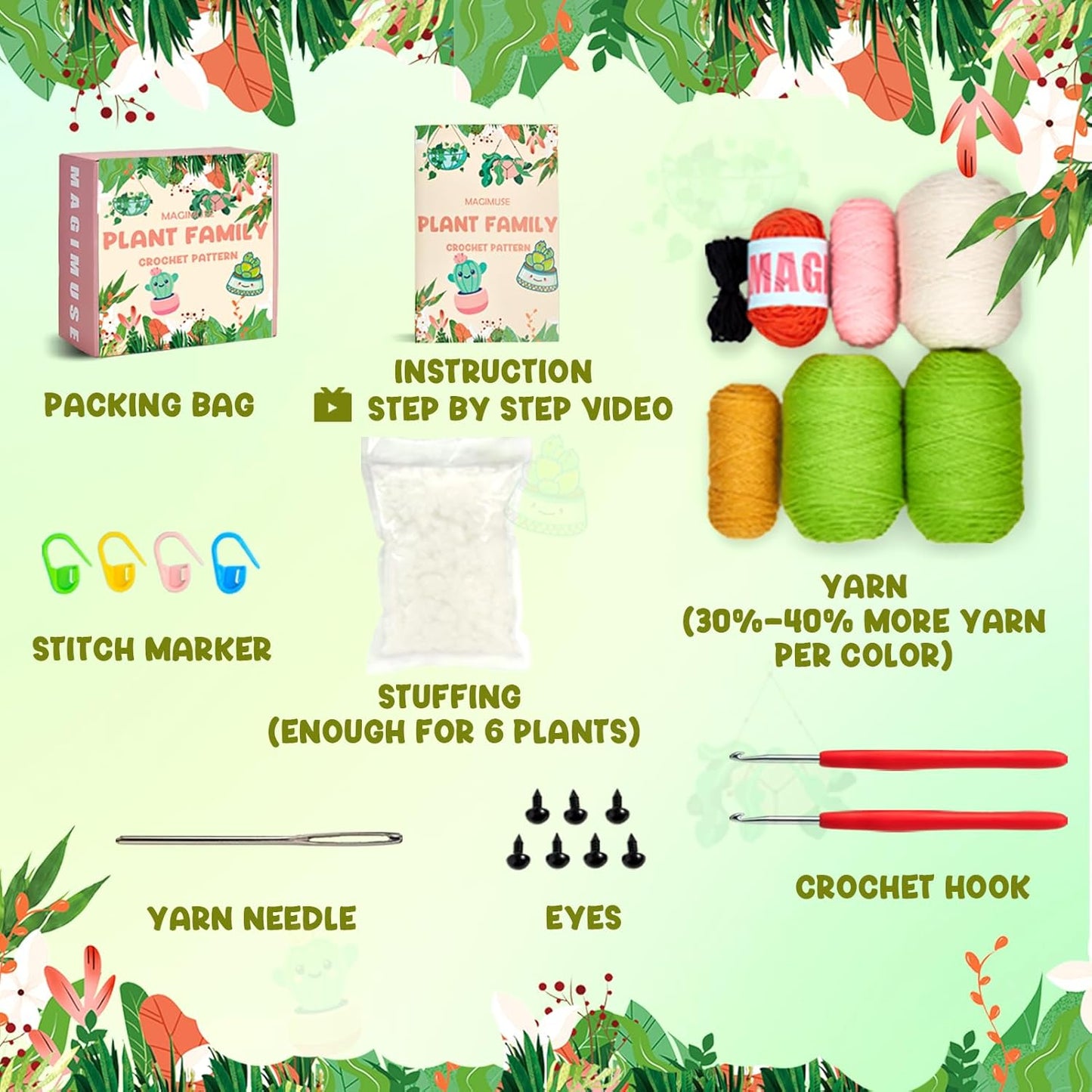 Azalea Marketplace Picks 🌺: Crochet Kit for Beginners, Crochet Starter Kits, 6 Pack Hanging Potted Plants