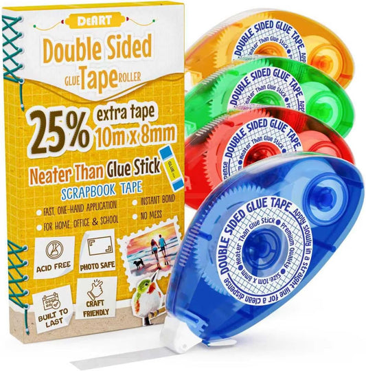 Azalea Marketplace Picks 🌺: Double Sided Tape Scrapbook Tape Roller, Adhesive Glue Runner, Scrapbooking Journaling Supplies 4 Pack