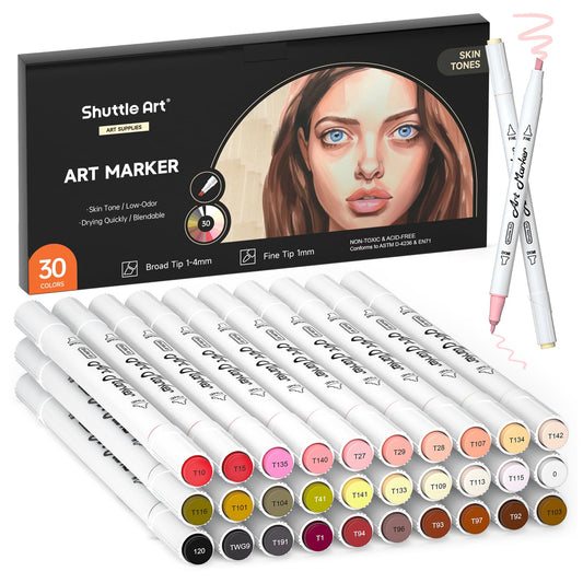 Azalea Marketplace Picks 🌺: Skin & Hair Toned Colored Art Markers, Dual Tip Alcohol Based Marker Set