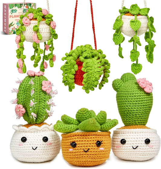 Azalea Marketplace Picks 🌺: Crochet Kit for Beginners, Crochet Starter Kits, 6 Pack Hanging Potted Plants