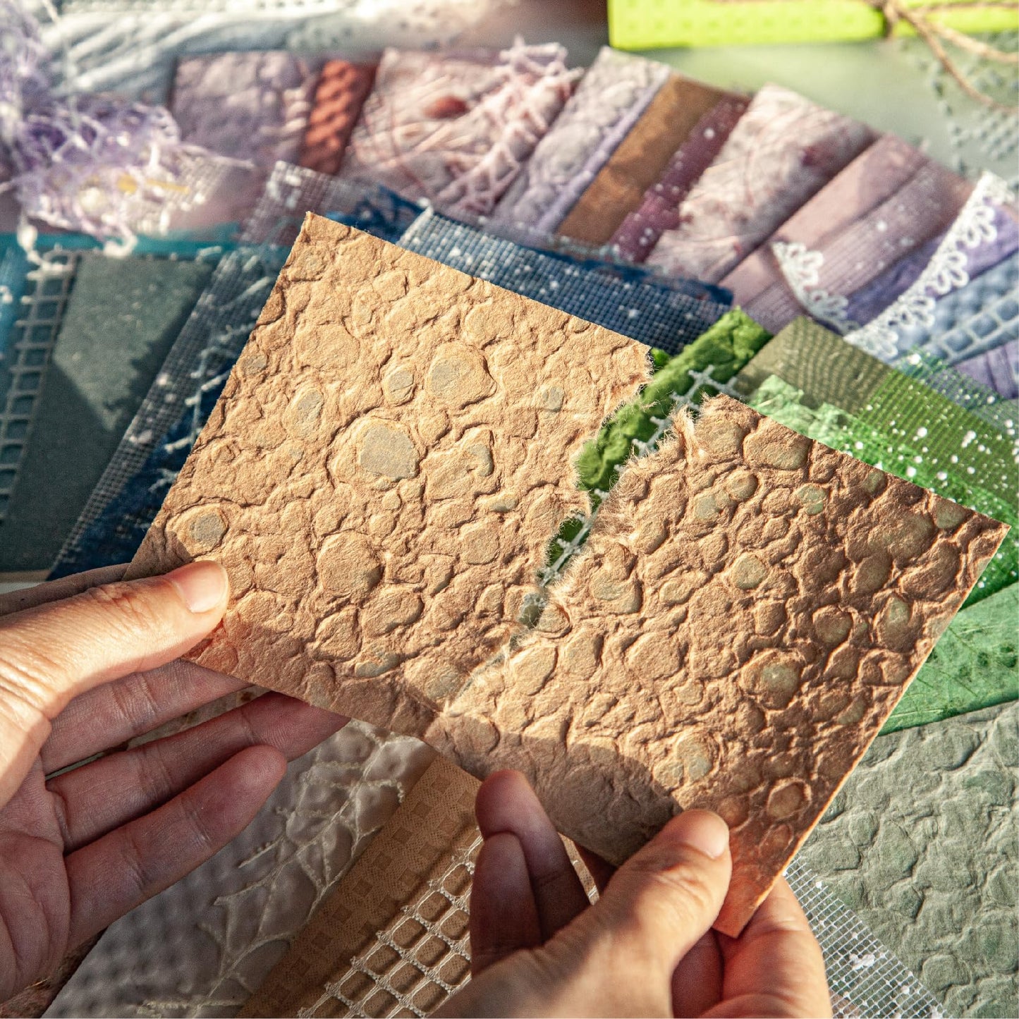 Azalea Marketplace Picks 🌺: 96 Sheets Textured Scrapbook Paper and Mesh Fabric Assorted Set - 6 Pack Mixed Special Paper for Scrapbooking Planner Bullet Junk Journal Supplies Mixed Media Collage Card Embellishments 3.9x5.5 Inch