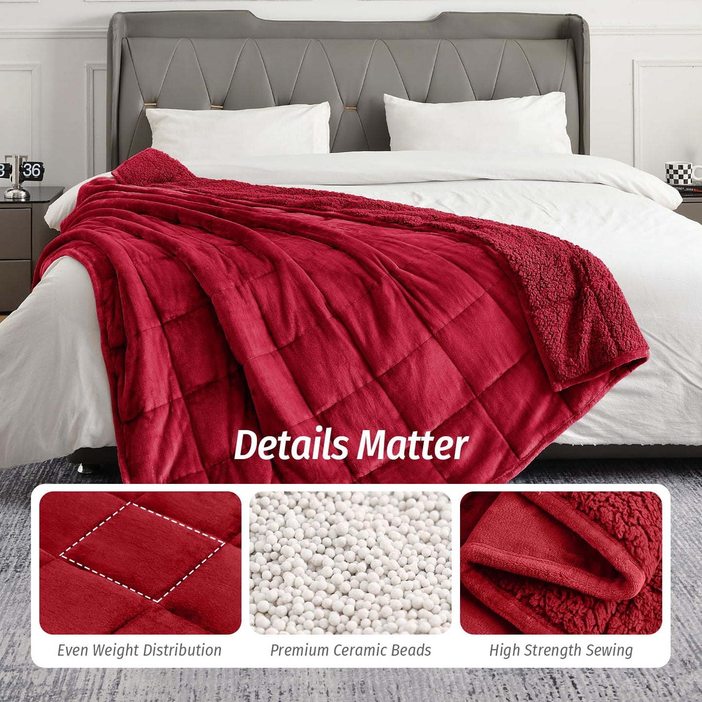 Azalea Marketplace Picks 🌺: Sherpa Fleece Weighted Blanket, Dual Sided Cozy Fluffy Heavy Blanket, Ultra Fuzzy Throw Blanket with Soft Plush Flannel Top
