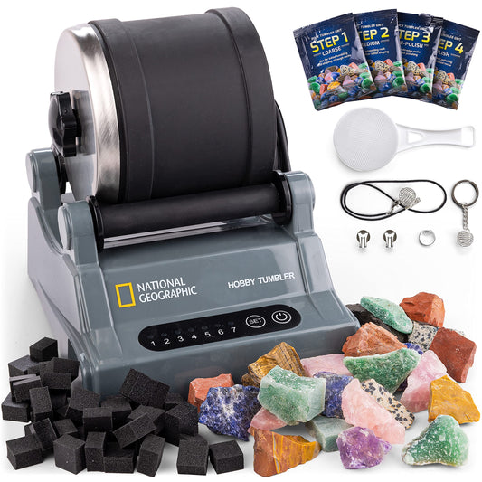 Azalea Marketplace Picks 🌺: Blue Marble National Geographic Rock Tumbler Kit – Hobby Edition Includes Rough Gemstones, and 4 Polishing Grits