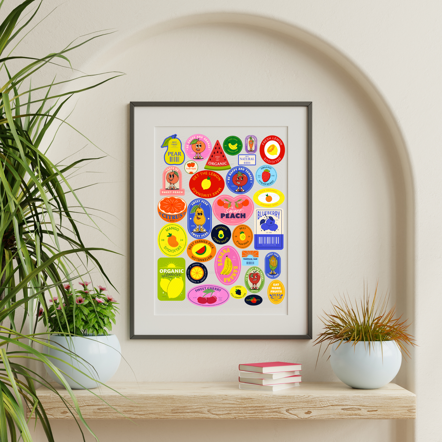 Fruit & Veggie Sticker Digital Art Prints | Printable Produce Digital Art