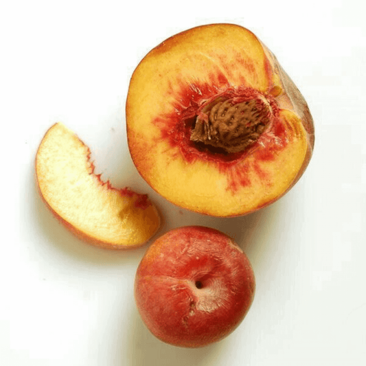 Juicy Nectarine, representing the subtle, comforting scent profile of Azalea's essential oil-infused hoodies. This image evokes the feeling of warmth and well-being, enhancing the sensory experience of our aromatherapy-focused comfort wear
